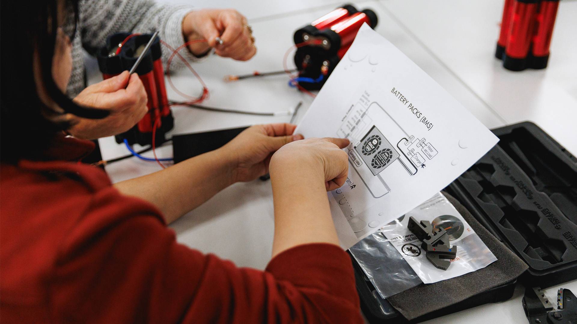 cylindrical batteries on manufacturing line